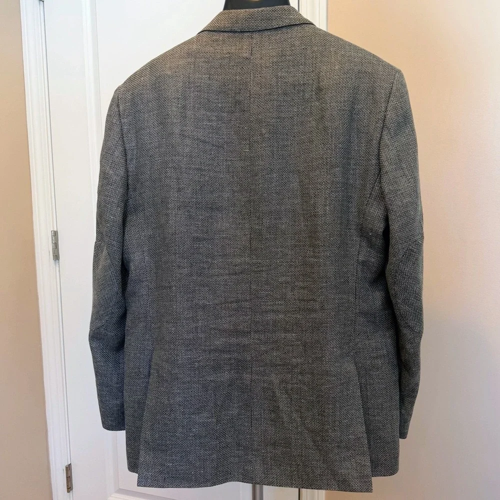 Joseph Abboud Men's Reda Linen Wool Blend Sport Coat Blazer Gray Weave Size 44L